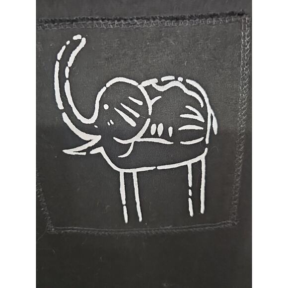 Vintage 90s Maxi Dress Black White Elephant Print Size Large Maxi Lagenlook - Picture 2 of 7